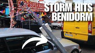 STORM Hits Benidorm Before Fancy Dress Party - Knocked Down Light Pole