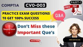 CompTIA Cloud+ CV0-003 Important Exam Questions | 100% Pass | Latest Pattern 2024 | Part 1 Free PDF