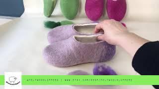 Handmade Felted Wool Slippers Spring Lavender at FeltWoolSlippers shop on Etsy