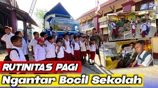 NGANTAR ADEK KE SEKOLAH  PAKAI TRUCK