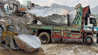 See How Marble Making Process From Huge Stone of Mountains // Amazing Cutting Process!