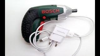 BOSCH IXO  Charging  with SAMSUNG USB Charger . How to Open . Repair  Battery Replacement