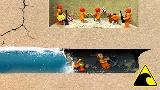 WAVE Machine vs LEGO MINE || Tsunami Hit Lego Mine cause Flood Disaster - LEGO Dam Breach Experiment