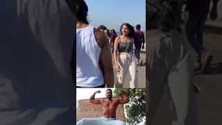 Wait for girl reaction#shirtless #publicreaction #gymmotivation