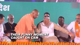 Caught on Cam! PM Modi, CM Yogi Adityanath Share Funny Moment During UP’s Pilibhit Rally | News9