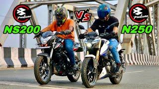 2024 BAJAJ PULSAR N250 vs NS200 | DRAG RACE | TOP SPEED | Detailed Comparison