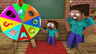 Monster School : HEROBRINE LUCKY WHEEL CHALLENGE - Minecraft Animation