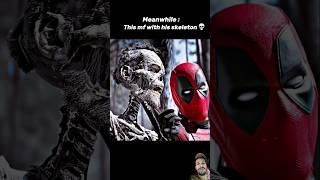 Deadpool talking to Wolverine skeleton in Deadpool 3