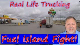 Real Life Trucking: Windy Wyoming Winter Weather & Fuel Island Fight