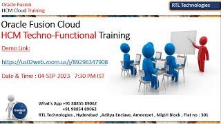 Fusion Cloud HCM Training | 04-SEP-2023 | HCM Cloud | HCM Training | Placement | Real Time