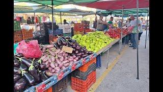 Рынок на Тасосе в Греции, цены, город Принос/Farmer market on Thassos in Greece, prices, Prinos