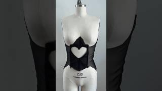 Making a sheer heart corset #fashiondesigner #sewing #corset #shorts