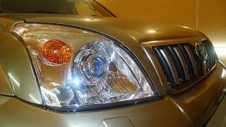 Land Cruiser Prado 120 тюнинг фар установка светодиодных линз Optima Premium Bi led Lens в фары DEPO