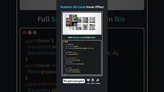  Realistic 3D Card Hover Effects with CSS & JS! ||#shorts #shortvideo #short #htmlcss #course