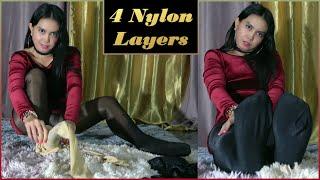 I Wear FOUR Shiny Pantyhose -2 Opaque & 2 Sheer