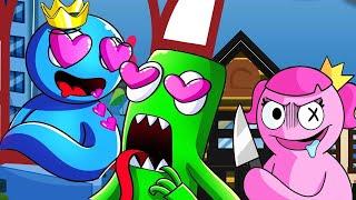 Blue x Green Finger Heart - Pink Jealous So Much ! Rainbow Friends Animation