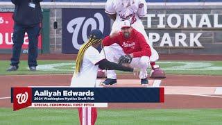 Aaliyah Edwards throws first pitch at the Nationals game | The Night Cap