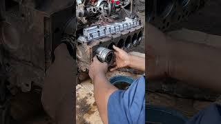Six-Cylinder Diesel Truck Engine Piston Fitting #shorts  #engine #mechanics #mechanical #workshop