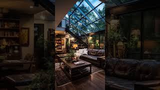 This Cozy Living Room Has A Stunning Skylight & Forest View #skylight #modernhome #interiordesign