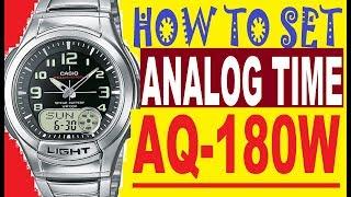 How to set analog time on Casio AQ-180W manual for use