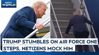 Trump Latest | Trump Tumbles On Air Force One, Internet Compares It To Joe Biden's Fall