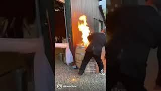 Drunk guest sets fire at a wedding and almost killed everybody...The party was lit 