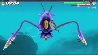 Boss battle гигантский кальмар vs Акула зомби. Hungry shark. Giant squid