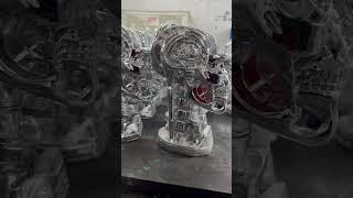 #chrome #silver #electroplating #skull #steampunk #statue #production #custom #figurine #factory