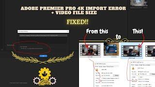 How to fix Adobe premier pro error "The file has unsupported compression type" and reduce video size