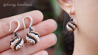 Spiral ball earrings. How to make beaded beads