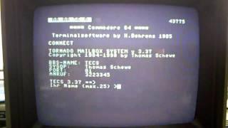 300 Baud connect to a dial up bbs (Tornado,TECS) using a Commodore 64 + dataphon acoustic coupler