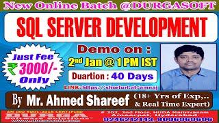 SQL SERVER DEVELOPMENT Online Training @ DURGASOFT