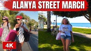 Alanya Street Tour March ! Alanya Beach tour New ! Alanya Antalya 2025 ! 4K 60 FPS Video !