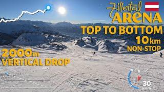 Skiing Top to Bottom in Zillertal Arena, Austria - Zell am Ziller Valley Run - 4K with GoPro Hero 11