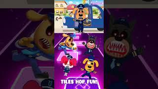 SHERIFF LABRADOR EXE vs SHERIFF PAPILLON vs DOBIE EXE X Coffin Dance Tiles Hop #shorts