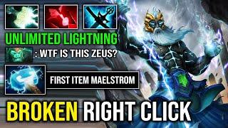 WTF First Item Maelstrom Broken Right Click Unlimited Lightning 100% Overpower Offlane Zeus Dota 2