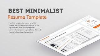 Best Minimalist Resume Template | MasterBundles