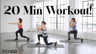 20 Min Full Body Cardio + Strength +Stretch with Kit Rich (No equipment, All levels)