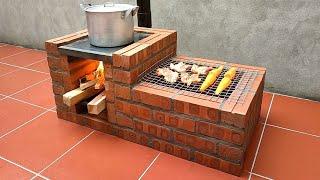 How to make a 2 in 1 wood stove with bricks and cement 2