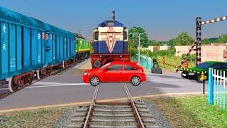 Car Stuck at Railway Crossing & High Speed Trains | BeamNG.Drive
