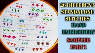 Part 1- 26 Different Standalone Stitches Sampler / Hand Embroidery for Beginners