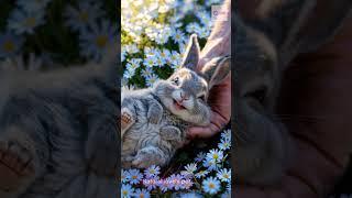 Pure Joy Bunny's Laughter in a Sea of Blue Flowers #cute #rabbit #animals #funny #shorts #shortsfeed