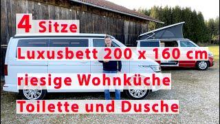 VW Bus Ausbau, 3-4 Sitze mit dem besten Camper - Luxus - 2m - Bett, echter Wohnküche, mega Stauraum