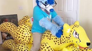 FURRY INFLATABLE - furry and two inflatable cheetahs