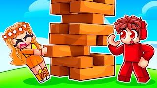 Cash vs Mia GIANT JENGA in Roblox!