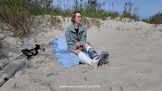 Matilda plaster short leg cast + aircast, home + go to the beach