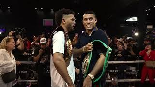 David Morrell and David Benavidez brawl in the ring at the PBC open workout