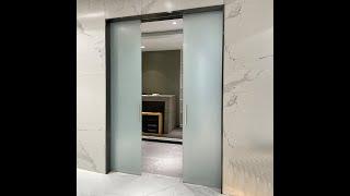 Pocket doors hardware 8-12mm frameless frosted glass sliding door