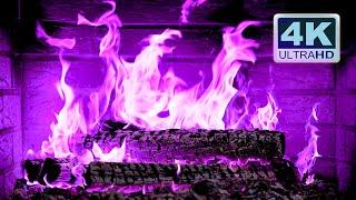  PURPLE FIRE 4K. Magic Fireplace with Crackling Fire Sounds