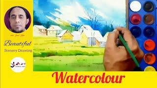 Beautiful scenery drawing with watercolor /Jamil Art 